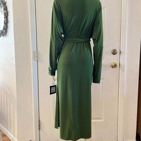 Norma Kamali Green Oliva Dolman Wrap Straight Dress Sz Xl/42 - Picture 3 of 13